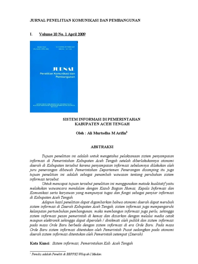 Jurnal Penelitian Komunikasi Dan Pembangunan