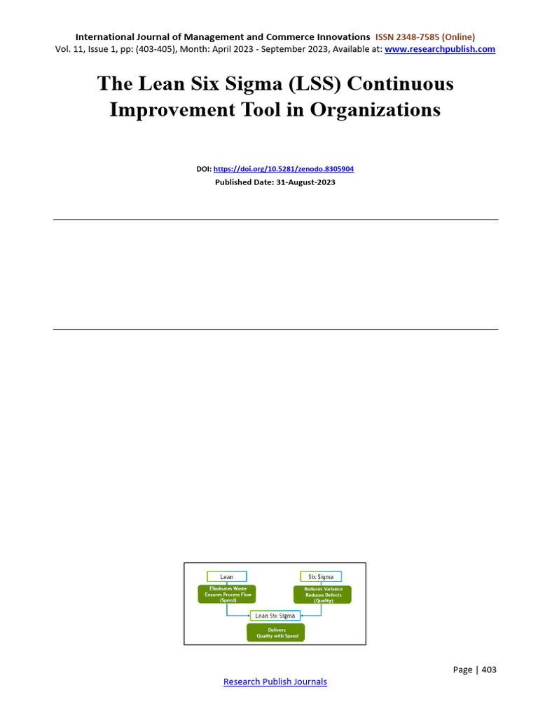 The Lean Six Sigma (LSS) Continuous-31082023-6 | PDF | Six Sigma | Business