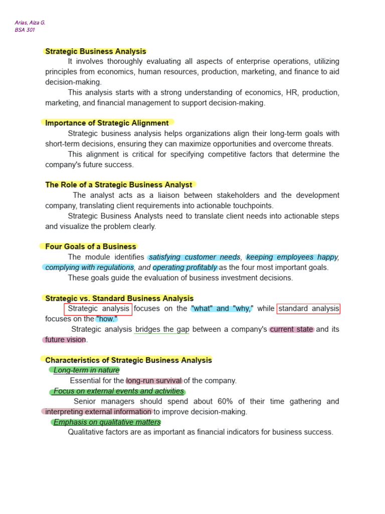 Sba - Module 1 Reviewer 1 | PDF | Strategic Management | Business Analysis
