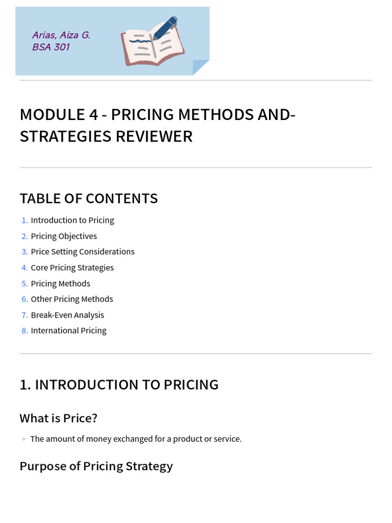 Sba Module 4 Reviewer 1 | PDF | Pricing | Prices