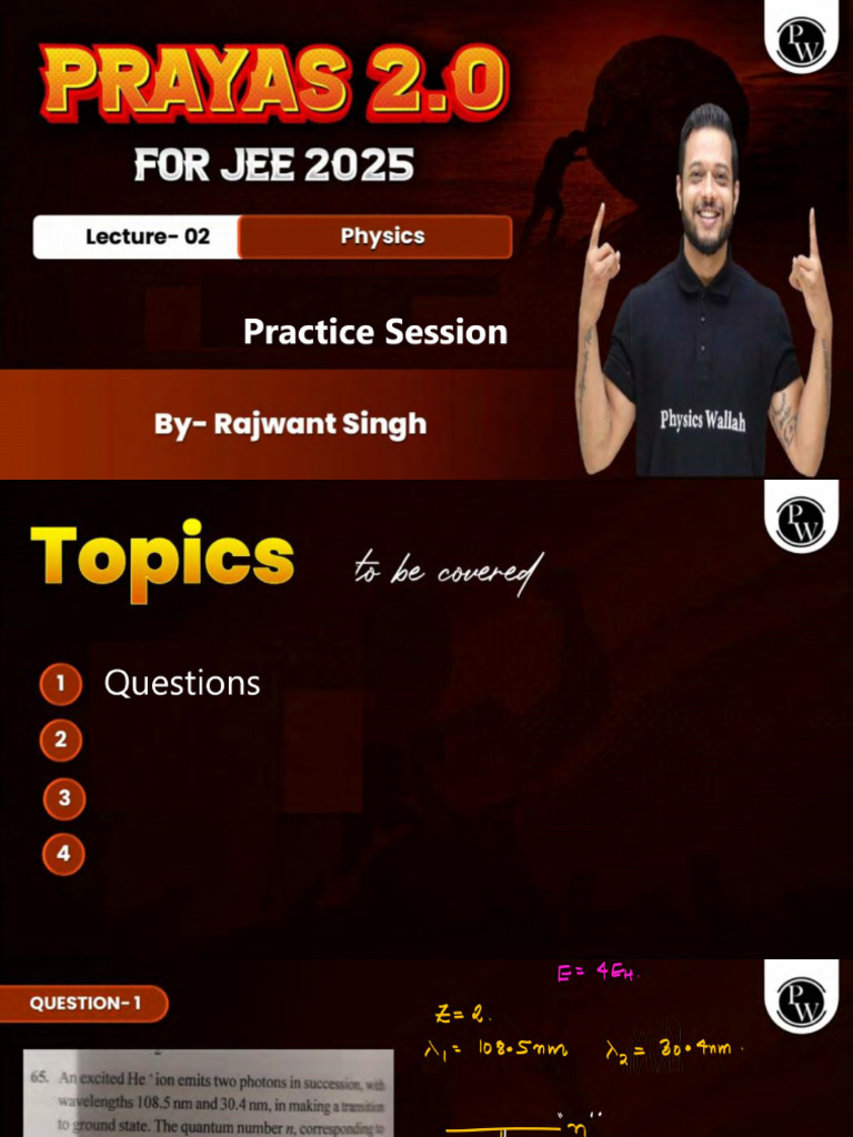 (Physics) Practice Session 02 - Class Notes Prayas JEE 20 | PDF