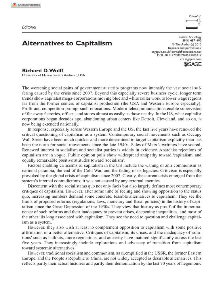 Alternatives to Capitalism | PDF | Capitalism | Socialism