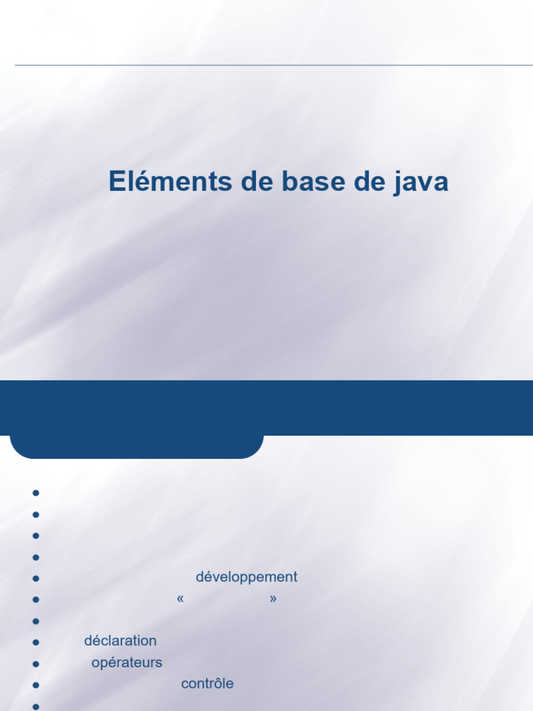 ch1. Elements de Base de Java | PDF | Java (Langage de programmation ...