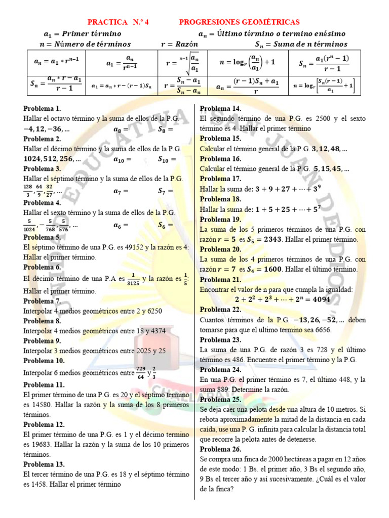 Progresiones Geometricas 2026 | PDF