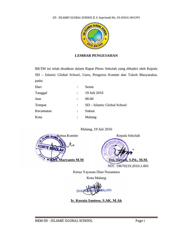 1. Lembar Pengesahan Rkt | PDF