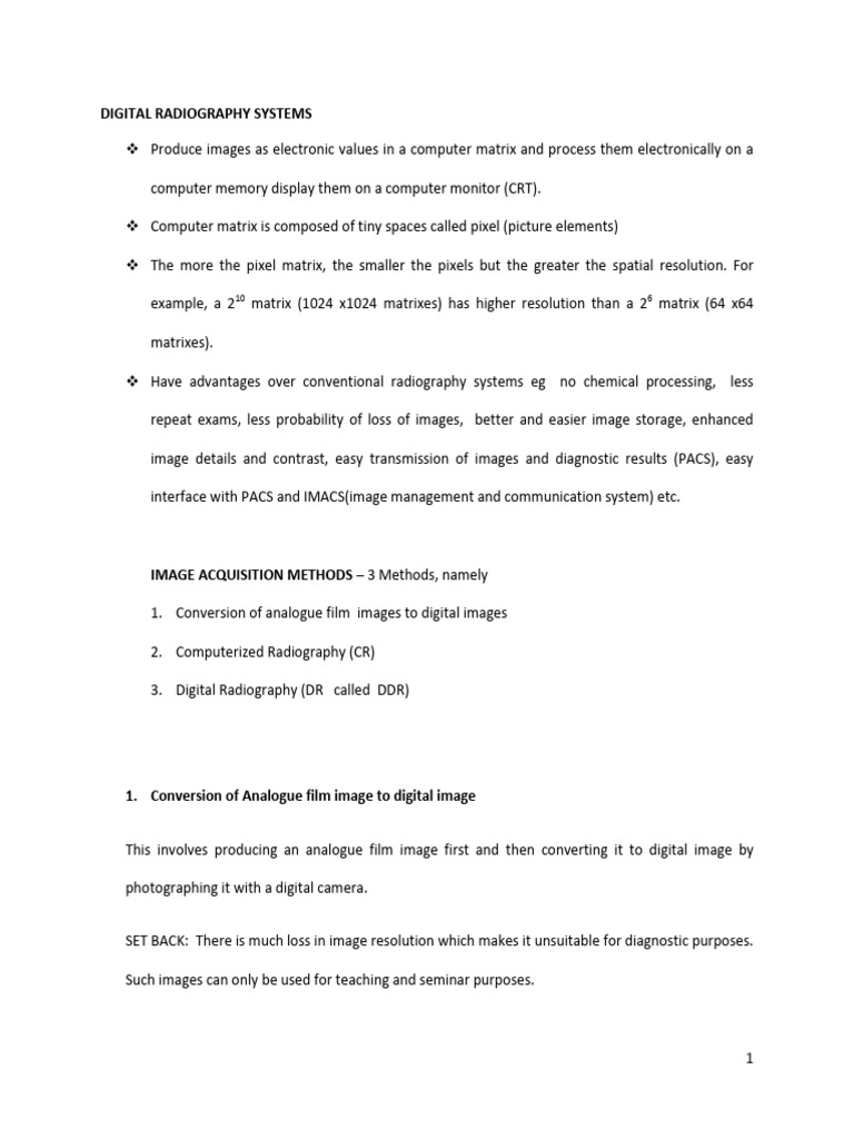 1 Digital Radiography Systems | PDF | Radiography | Optical Resolution