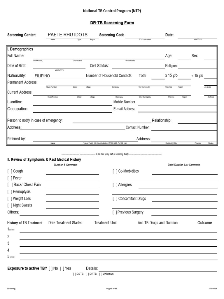 Screening Form | PDF