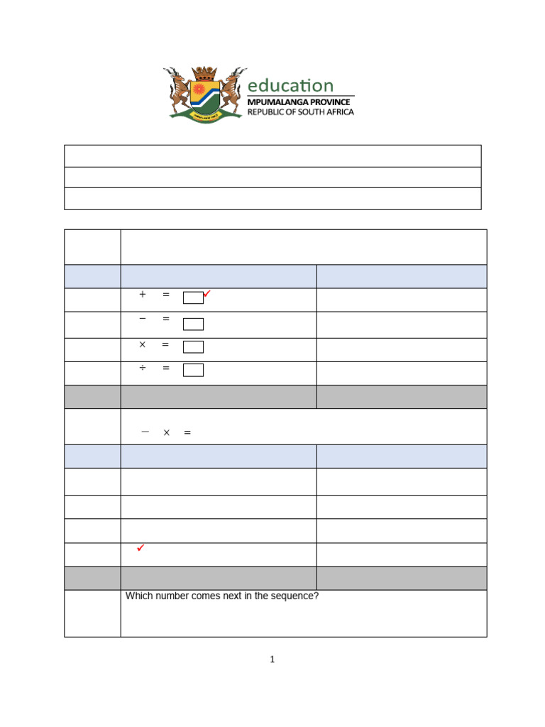 2026 Grade 6 Baseline Marking Guideline - Mod | PDF | Subtraction ...