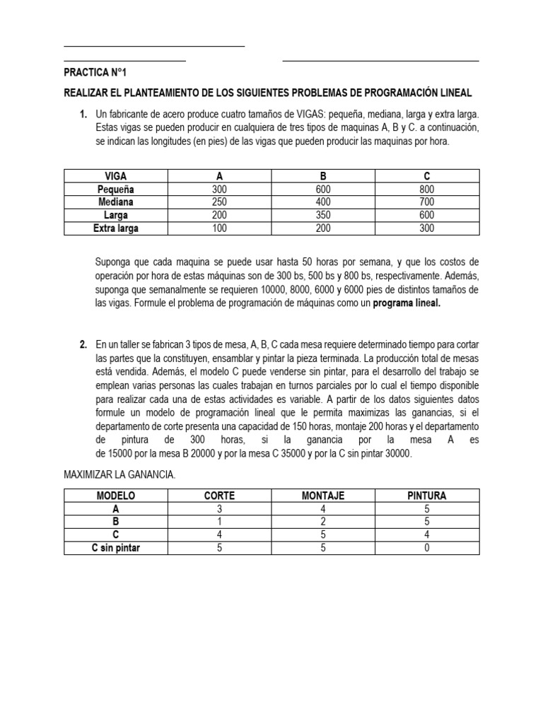 Practica N1 | PDF | Programación lineal