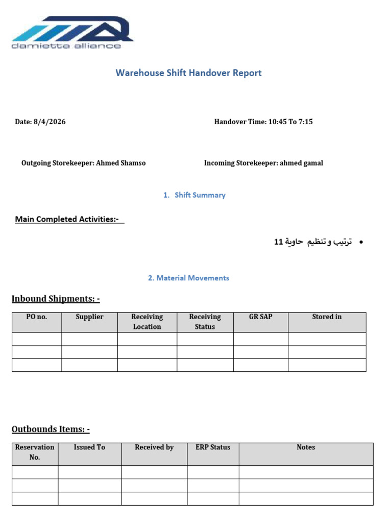 Handover Report | PDF