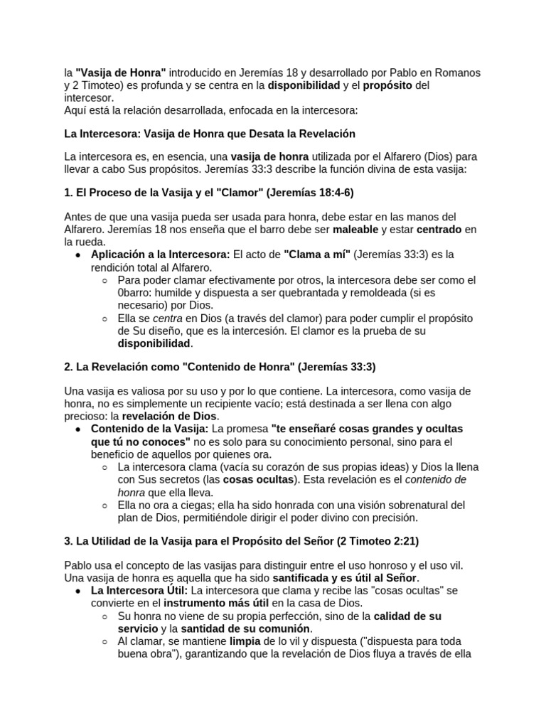 Relación Entre Intercesor Con Vasija de Honra Jeremías | PDF ...