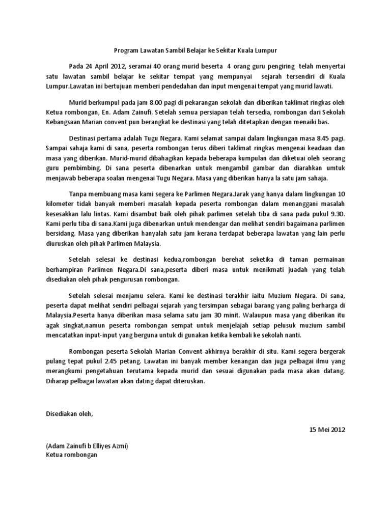 Program Lawatan Sambil Belajar Ke Kuala Lumpur  PDF