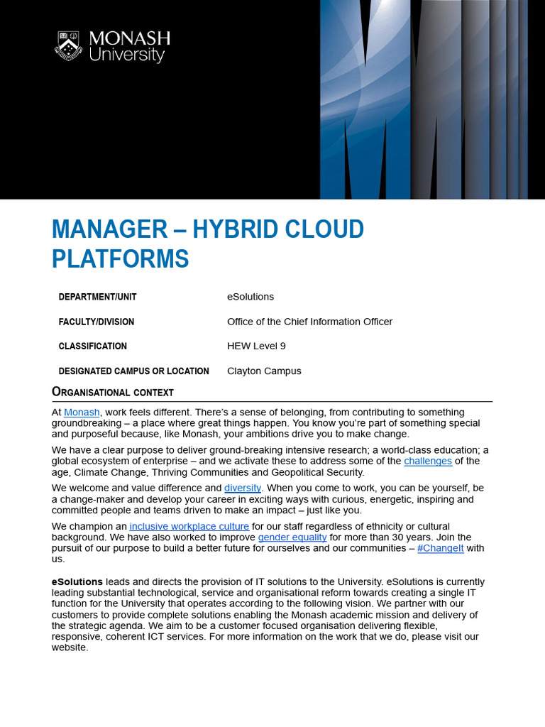 Manager - Hybrid Cloud Platforms | PDF | Cloud Computing | Infrastructure