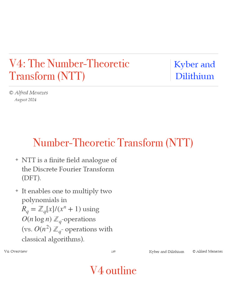 V4 Slides Kyber and Dilithium | PDF | Mathematics | Abstract Algebra