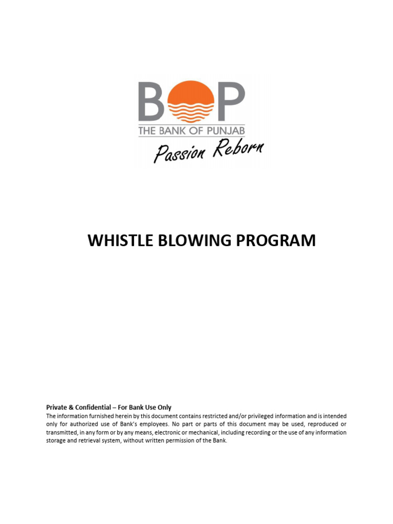 Whistle Blowing Program - Approved 2018 Docx | PDF