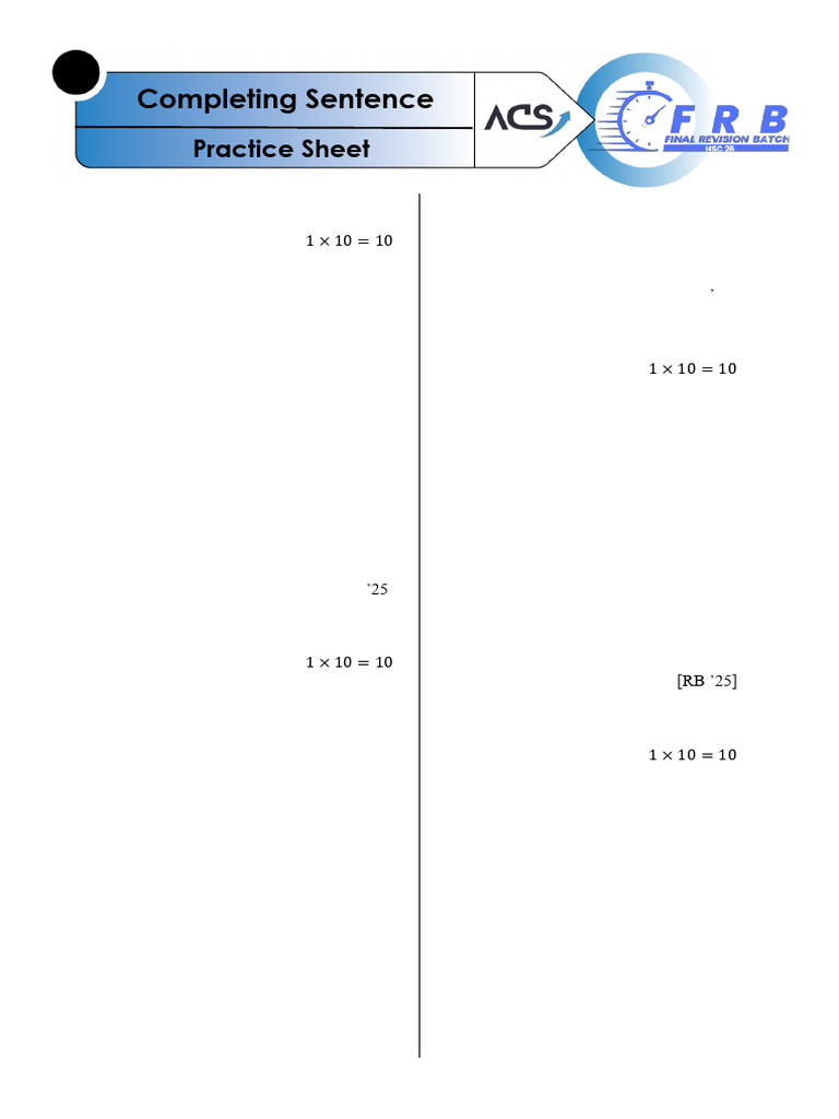 Completing Sentence Practice Sheet Done by | PDF | Phrase