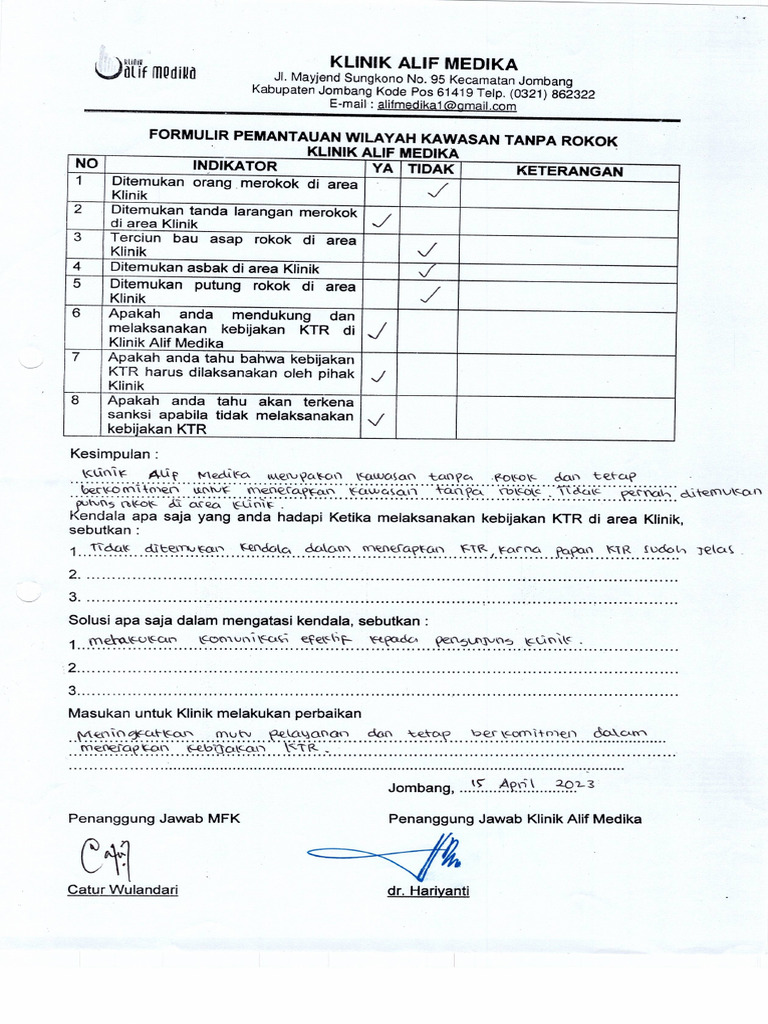 Form Pemantauan KTR | PDF