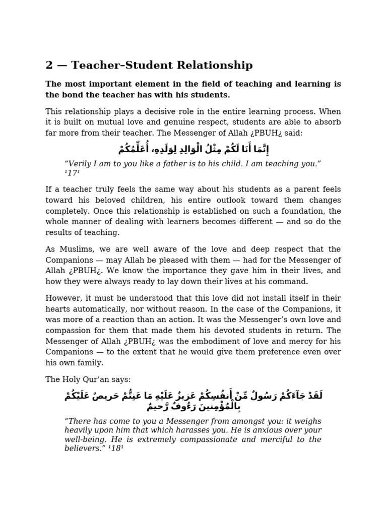 Teacher Student Relationship v3 | PDF | Love | Abrahamic Religions