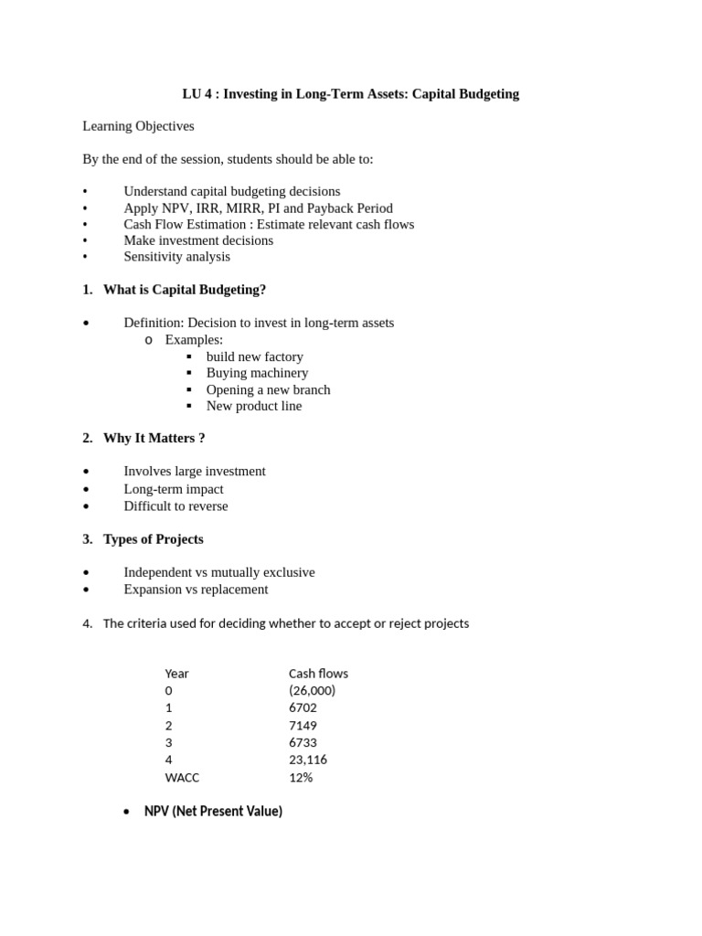 LU 4 Cash Flow Estimation | PDF | Depreciation | Capital Budgeting