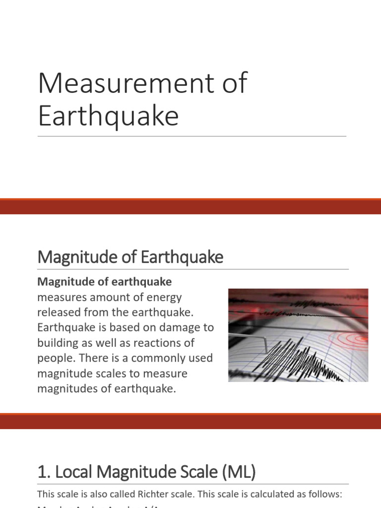 Measurement of Earthquake | PDF | Earthquakes | Moment Magnitude Scale