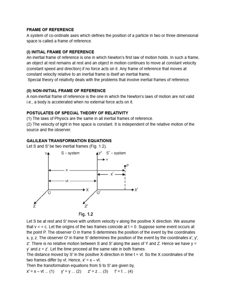 Relativity Theory All in One Note | PDF | Special Relativity | Velocity