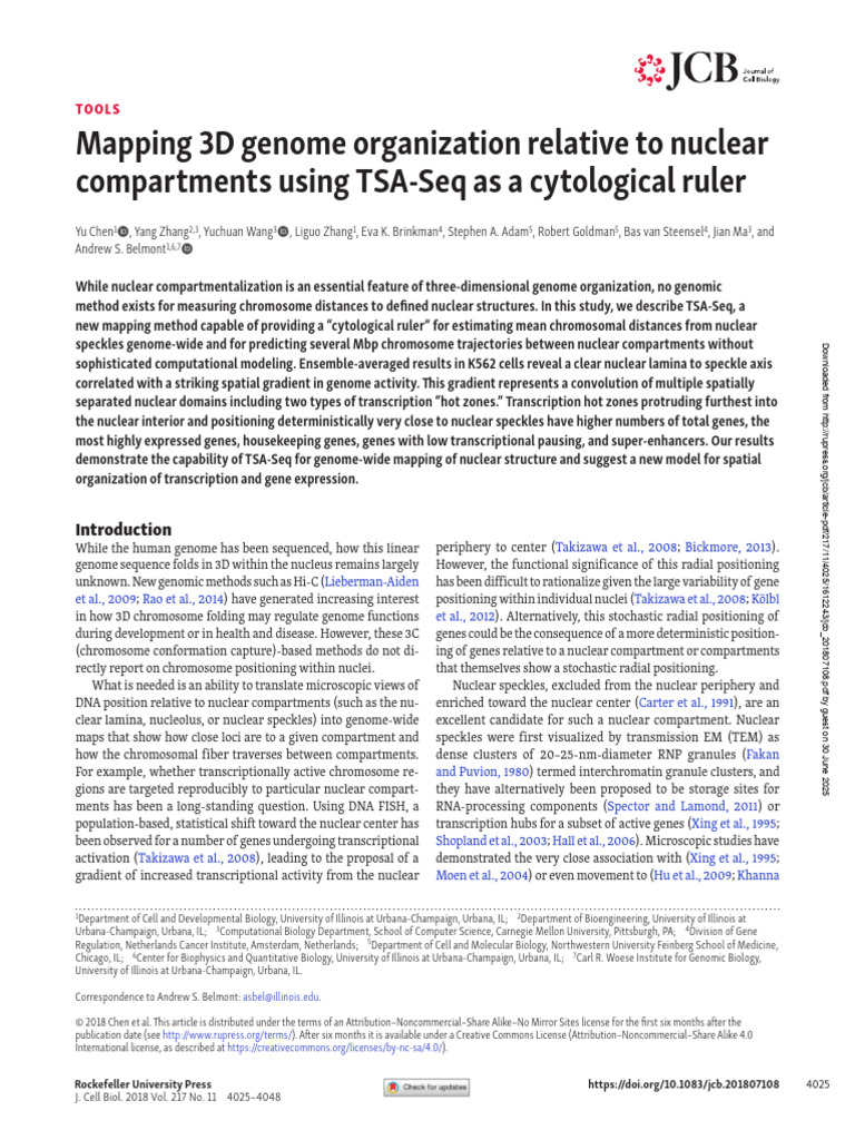 Mapping 3D Genome Organization Relative to Nuclear Compartments Using ...