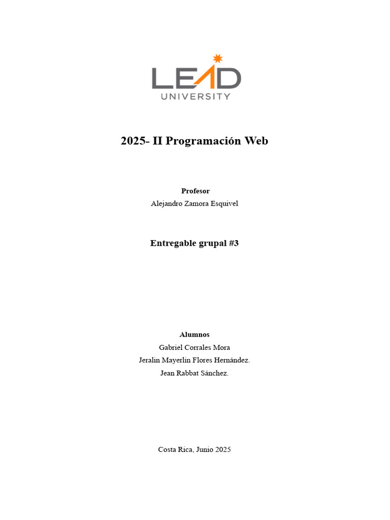 Progra Web 2025, Tercer Entregable | PDF