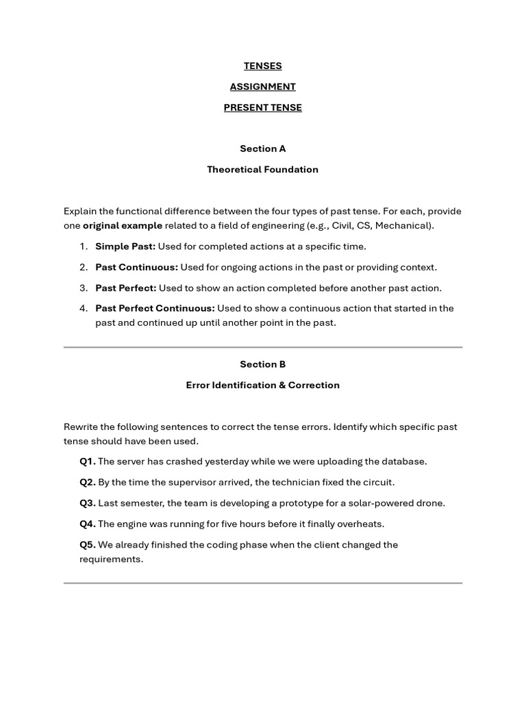 Present Tense - Assignment | PDF