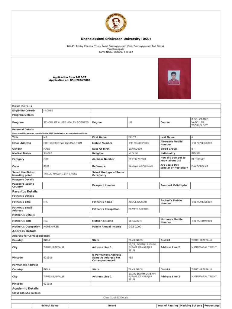 Application Form DSU 2026 0805 | PDF | Student Assessment And ...