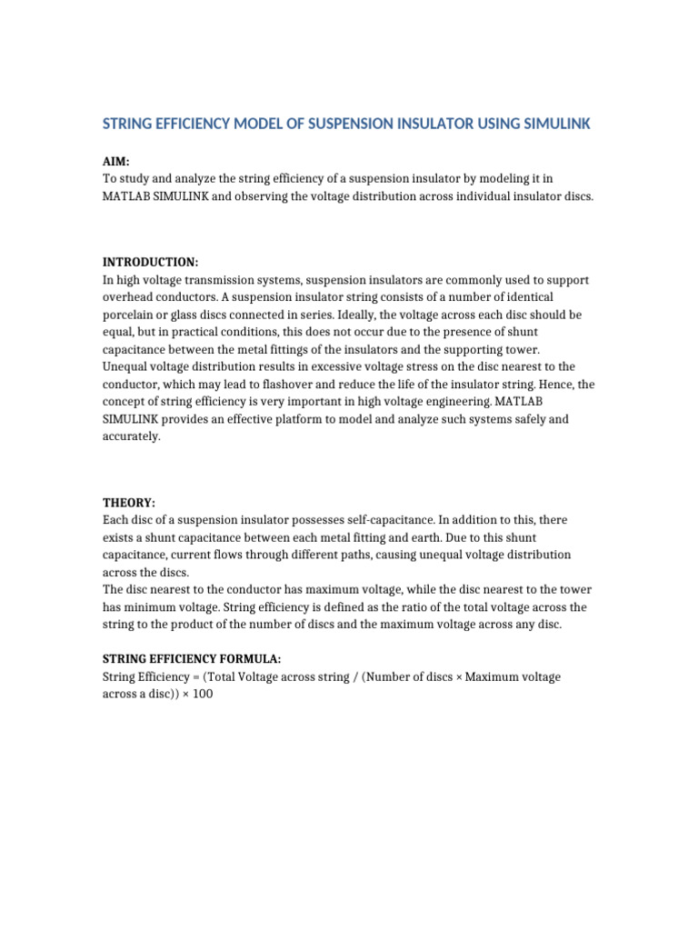 String Efficiency Suspension Insulator SIMULINK Expanded | PDF ...