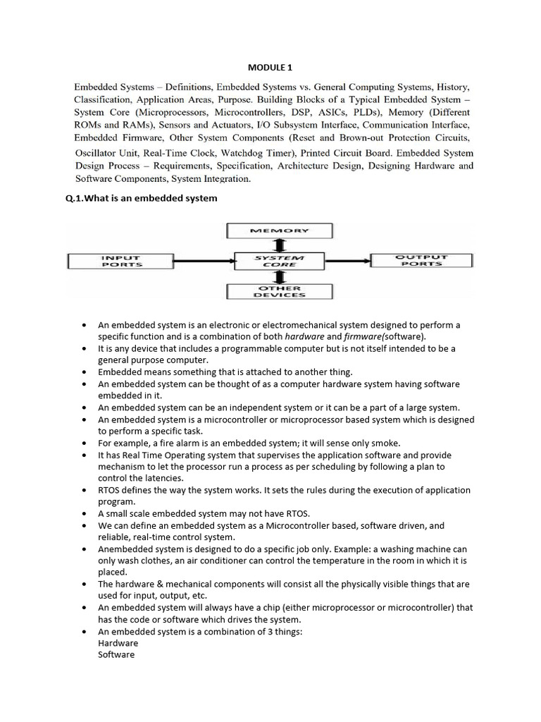 MODULE 1 NOTES FINAL-1 | PDF | Embedded System | Read Only Memory