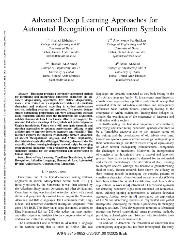 Advanced Deep Learning Approaches for Automated Recognition of ...