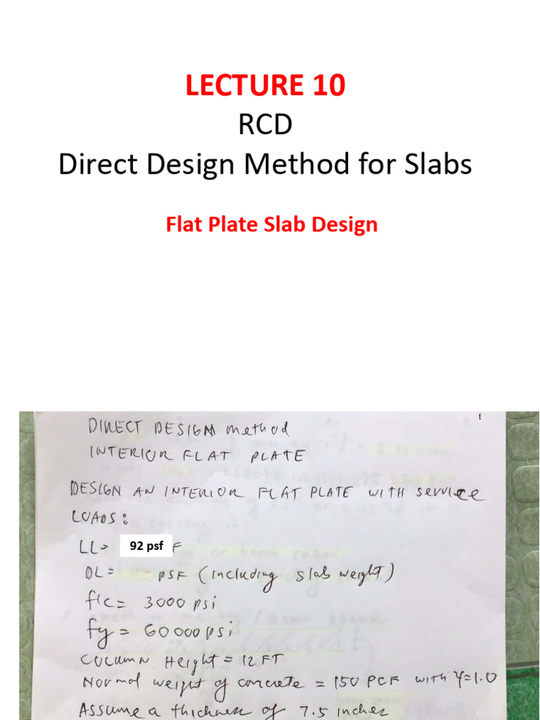 Lecture 10 Direct Design Method Flat Slab | PDF