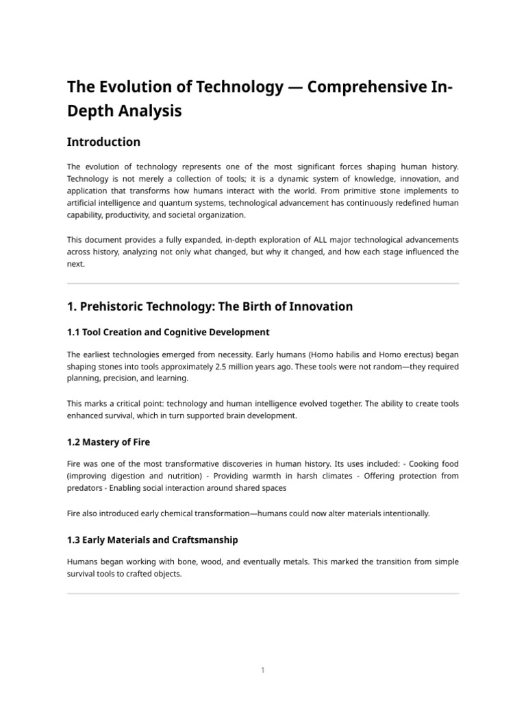 The Evolution of Technology — in-Depth Analysis | PDF | Computing | Human