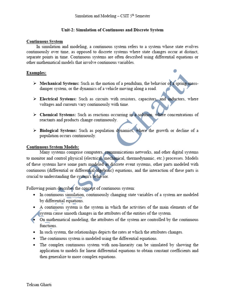 Unit-2 Simulation of Continuous and Discrete System | PDF | Probability ...