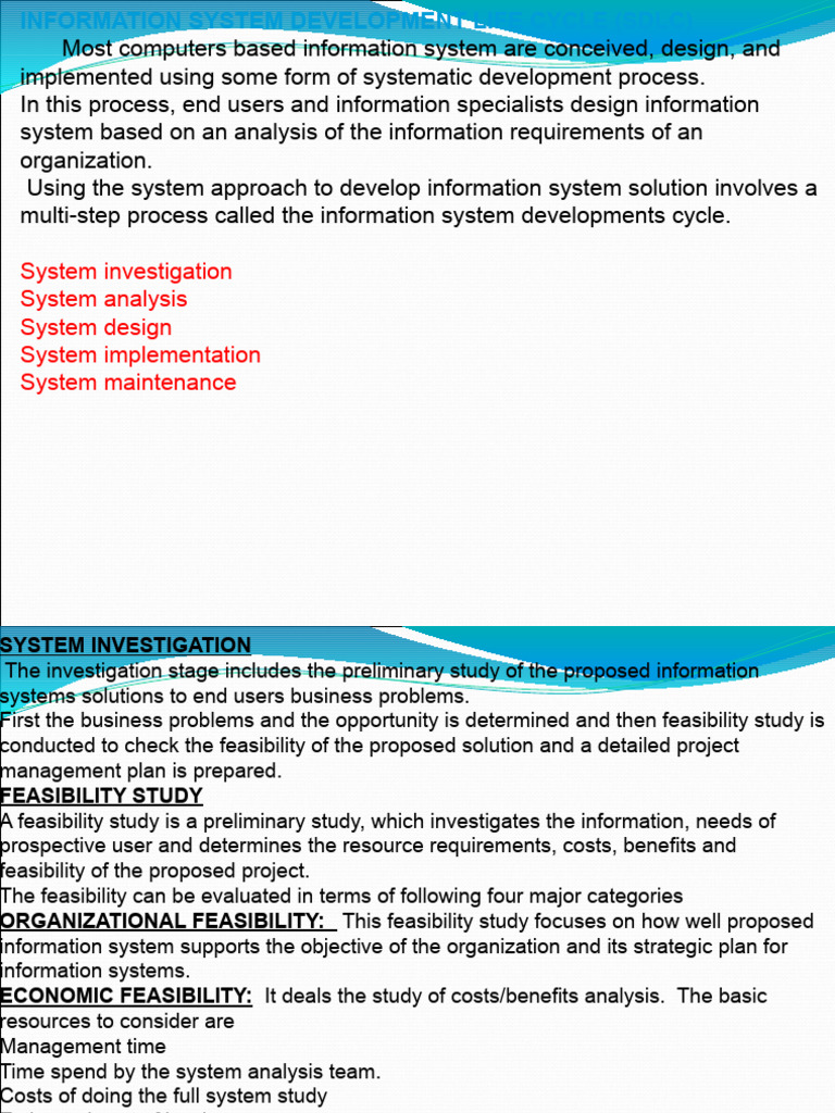 SDLC, Input Output Design Requirement Analisis | PDF | Software ...