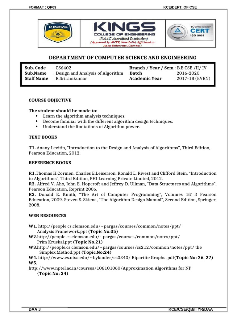 3.course Plan | PDF | Theoretical Computer Science | Applied Mathematics