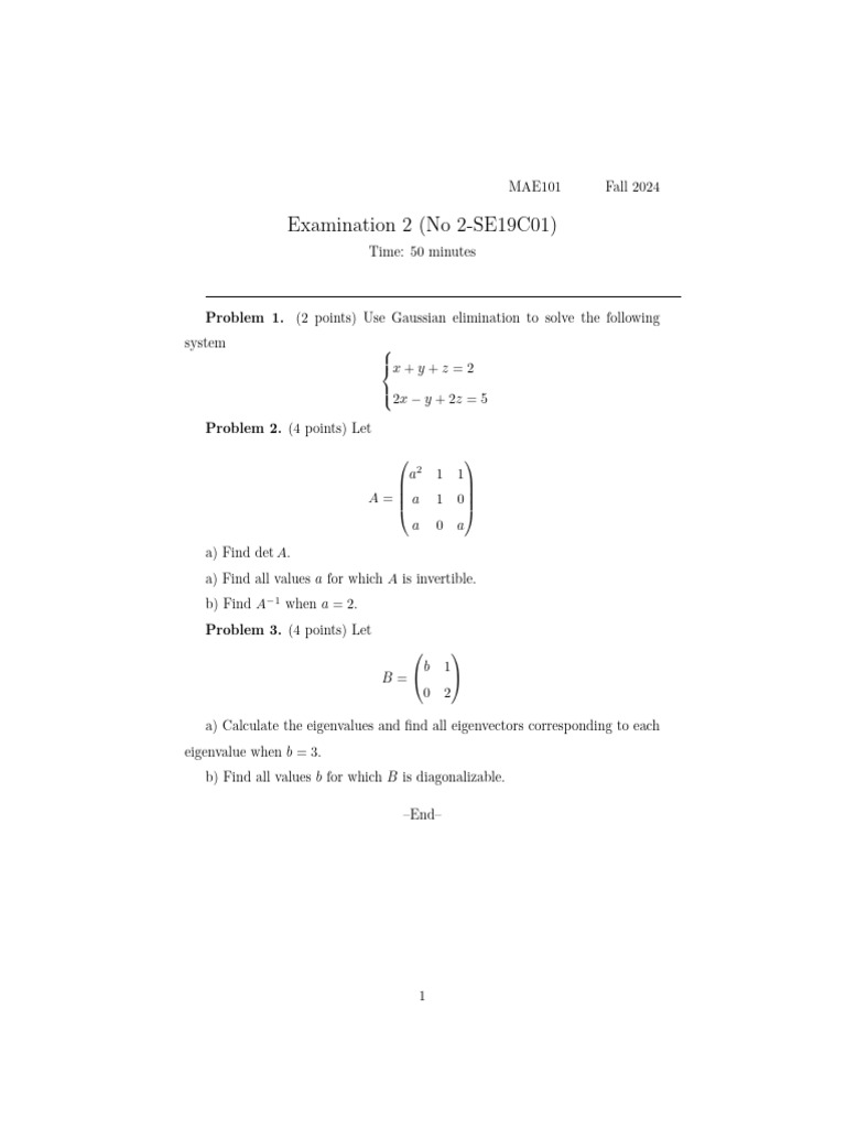 MAE_exam1 | PDF