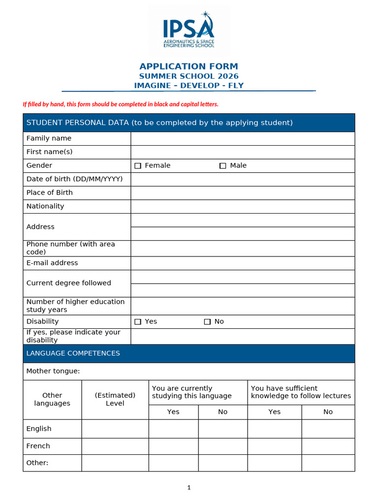 20251203 Application SummerSchool2026 IPSA | PDF | Government And ...