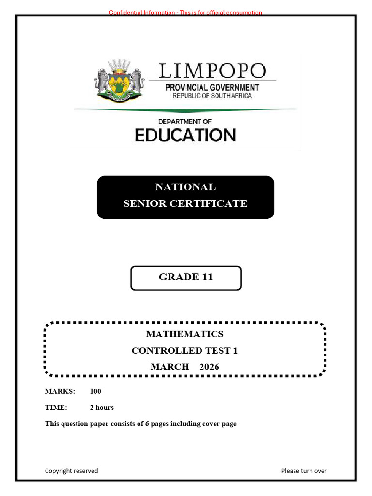 2026 Maths Grade 11 Controlled Test Term 1 | PDF | Mathematics