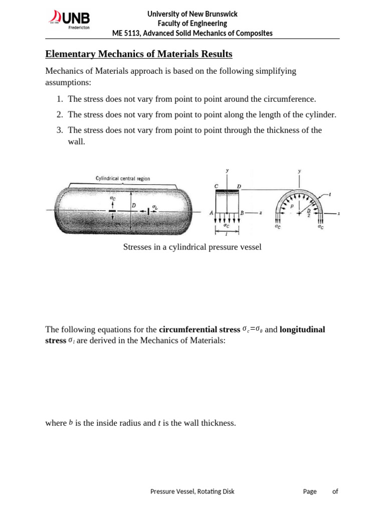 Pressure Vessel, Rotating Disk, Part-I | PDF | Stress (Mechanics ...