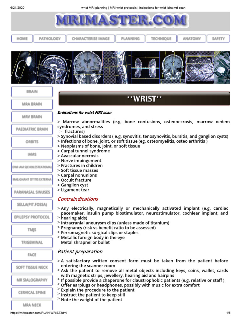 Wrist MRI Planning _ MRI Wrist Protocols _ Indications for Wrist Joint ...