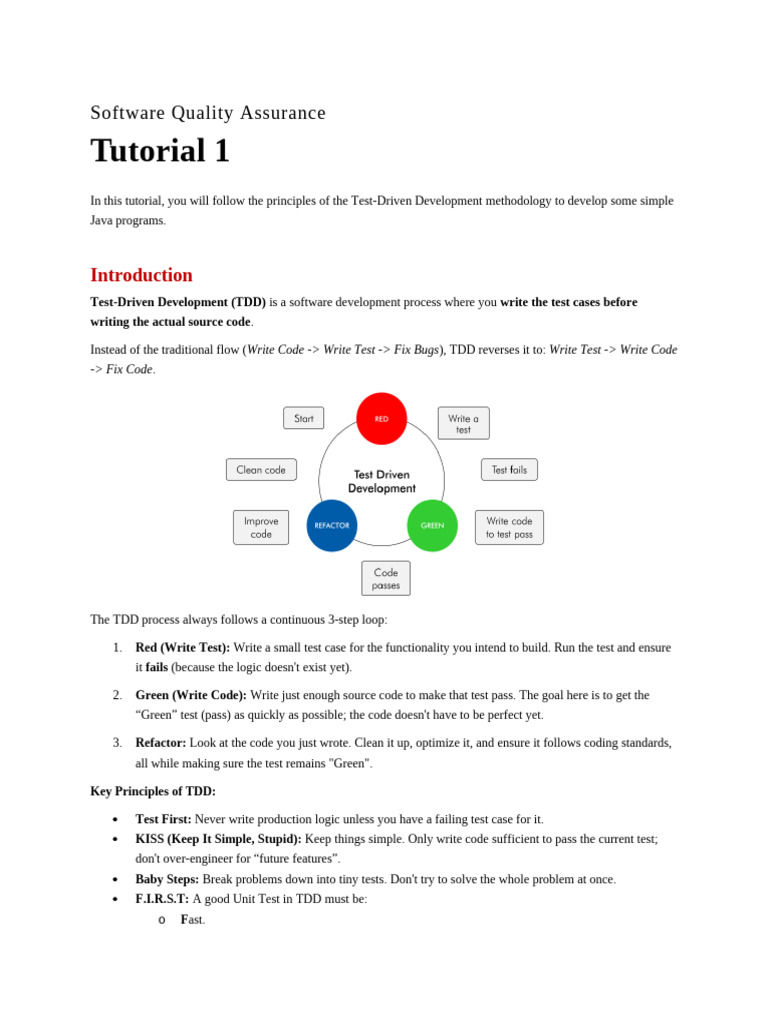 Tutorial - SQA | PDF | Test Driven Development | Computing