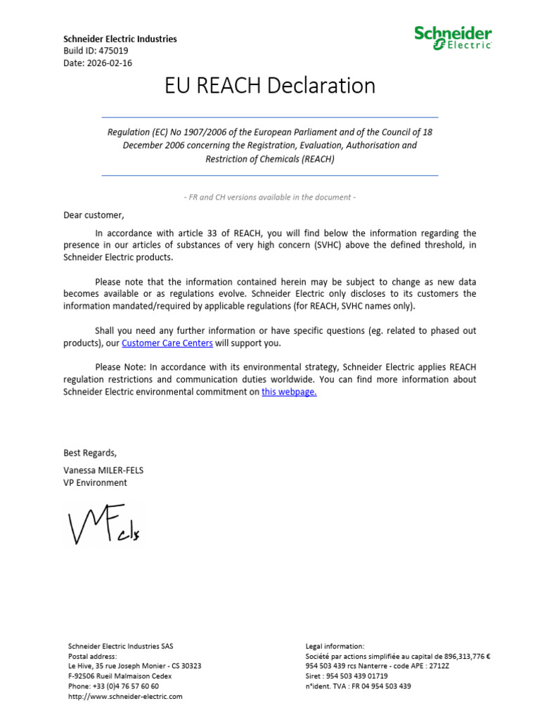 Metsepm5580 Reach Declaration | PDF | Chemistry | Materials