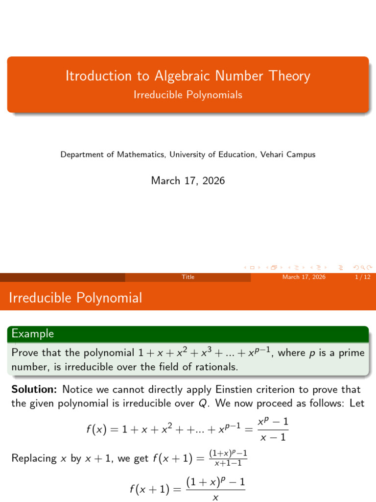Irreducible Polynomial (3) | PDF | Basis (Linear Algebra) | Vector Space
