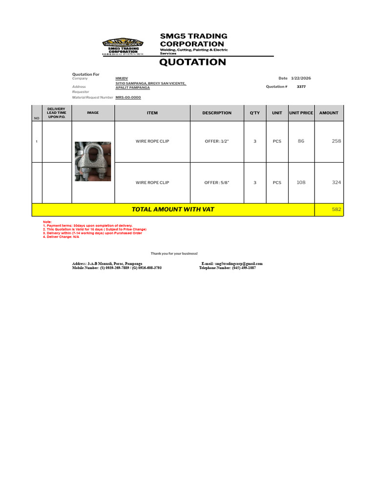 Quotation 3377 - Wire Rope Clip | PDF