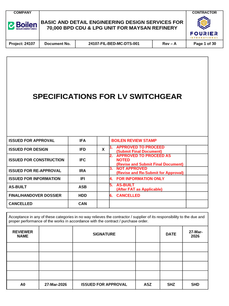 Specifications for Lv Switchgear Final Format | PDF | Electrical Wiring ...
