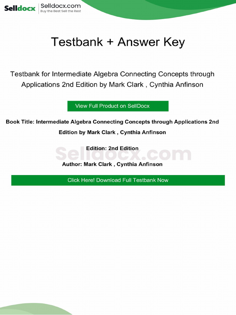 Solution Manual for Intermediate Algebra Connecting Concepts Through ...