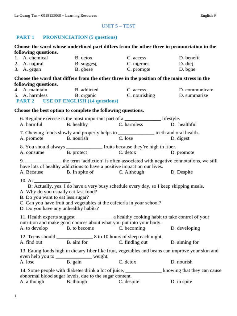 Unit 5 - Ilearn Smart World | PDF | Vitamin | Healthy Diet