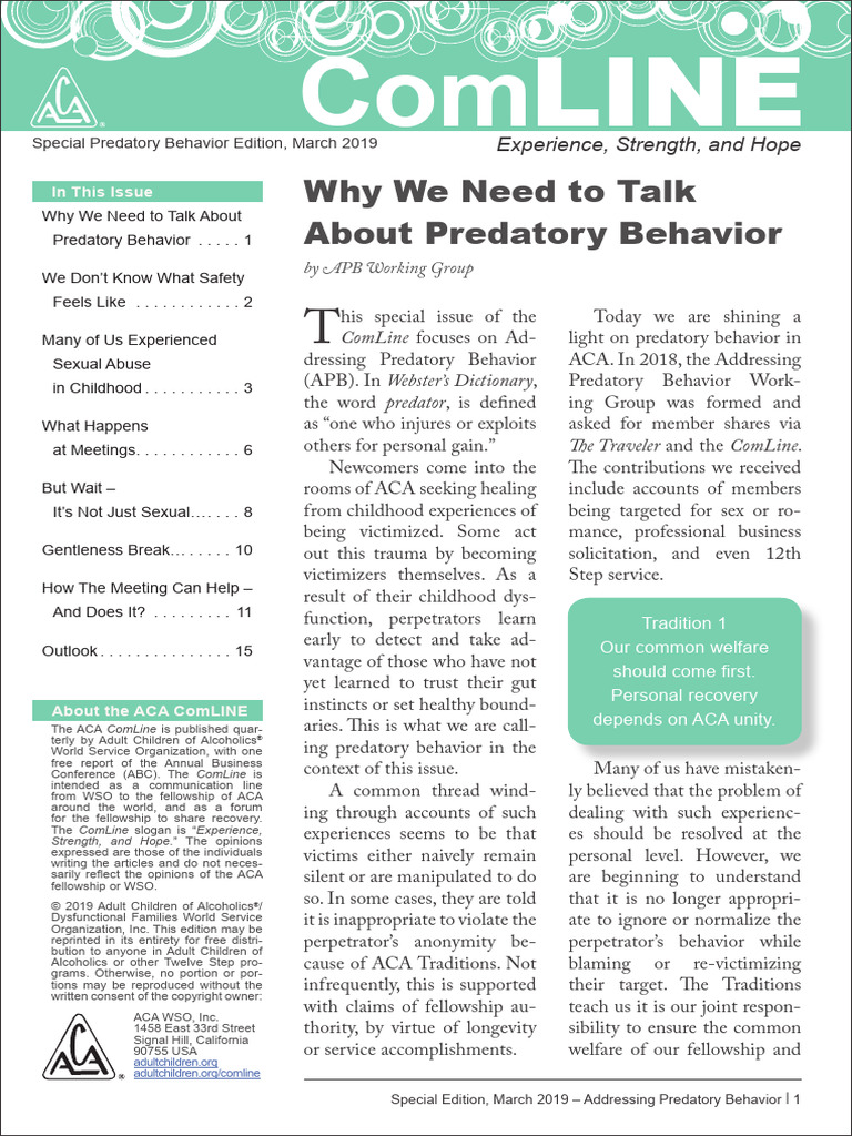 Addressing Predatory Behavior ComLine | PDF | Twelve Step Program ...